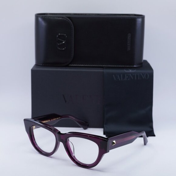 Valentino V-ESSENTIAL - III VLX-125B Cat Eye Eyeglasses - Burgundy 52mm - Picture 1 of 9